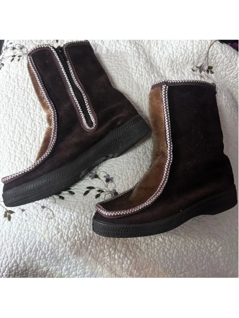 Ski Lounger Fur Lined Winter Boots in Brown and Beige Women's Size 6
